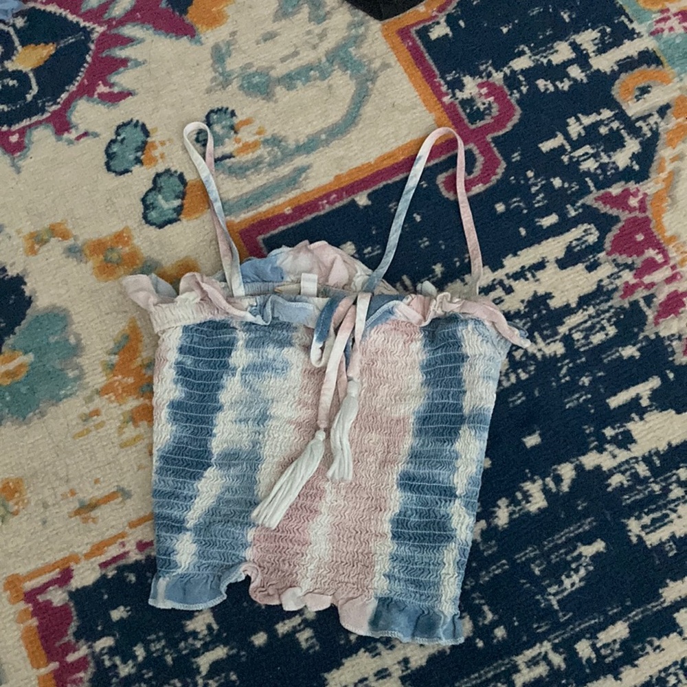 Pink and Blue Tie-dye Crop top. S.